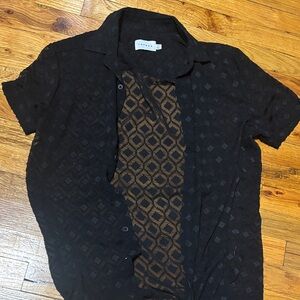 Theory Black and Brown Geometric Men's Shirt